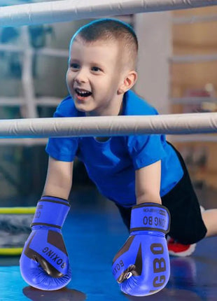 1 Pair Punching Training Workout Fight Exercise Mitts Kids Leather Boxing Gloves Kids Children Train Gym Glove Hand Protector - www.AmBreak.com - 