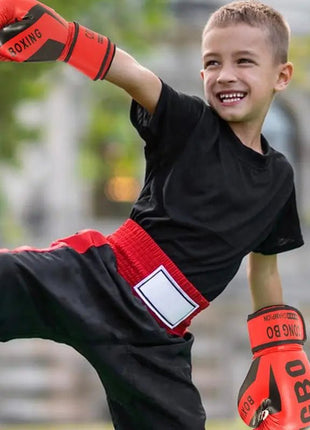 1 Pair Punching Training Workout Fight Exercise Mitts Kids Leather Boxing Gloves Kids Children Train Gym Glove Hand Protector - www.AmBreak.com - 
