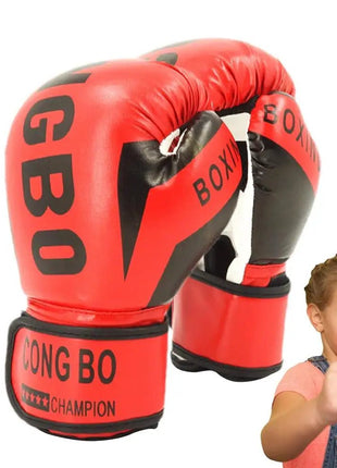 1 Pair Punching Training Workout Fight Exercise Mitts Kids Leather Boxing Gloves Kids Children Train Gym Glove Hand Protector - www.AmBreak.com - 