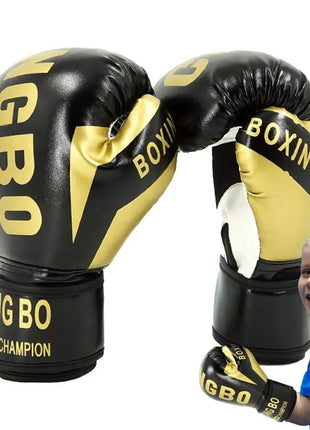 1 Pair Punching Training Workout Fight Exercise Mitts Kids Leather Boxing Gloves Kids Children Train Gym Glove Hand Protector - www.AmBreak.com - 