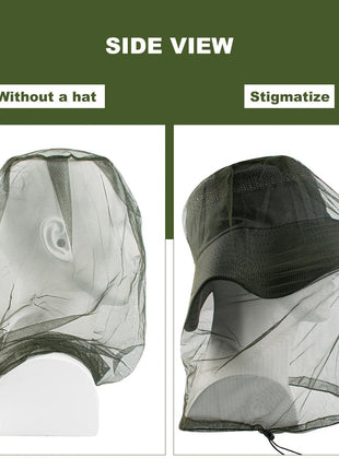 1Pc Ultra Large & Long Extra Fine Holes Mesh Soft Durable Fly Screen Premium Mosquito Insect Head Net Face Protector Camping Cap - www.AmBreak.com - 