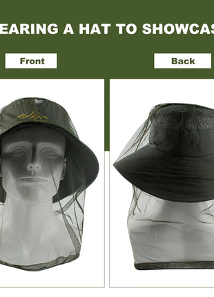 1Pc Ultra Large & Long Extra Fine Holes Mesh Soft Durable Fly Screen Premium Mosquito Insect Head Net Face Protector Camping Cap - www.AmBreak.com - 