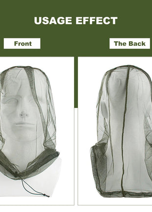 1Pc Ultra Large & Long Extra Fine Holes Mesh Soft Durable Fly Screen Premium Mosquito Insect Head Net Face Protector Camping Cap - www.AmBreak.com - 