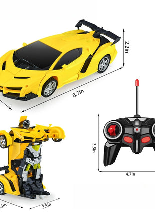 2 - in - 1 RC Transforming Robot Car Toy – Mini Remote Control Deformation Vehicle with Lights & Sound, Gift for Boys Kids 4 - 10 - www.AmBreak.com - 