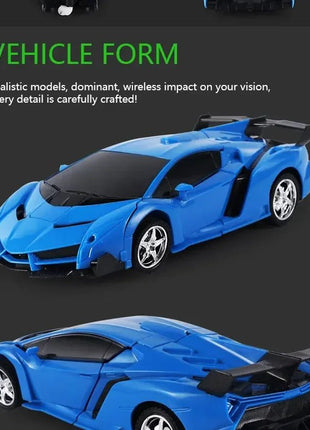 2 - in - 1 RC Transforming Robot Car Toy – Mini Remote Control Deformation Vehicle with Lights & Sound, Gift for Boys Kids 4 - 10 - www.AmBreak.com - 