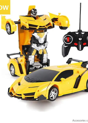 2 - in - 1 RC Transforming Robot Car Toy – Mini Remote Control Deformation Vehicle with Lights & Sound, Gift for Boys Kids 4 - 10 - www.AmBreak.com - 