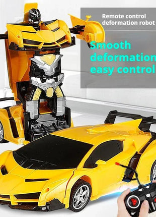 2 - in - 1 RC Transforming Robot Car Toy – Mini Remote Control Deformation Vehicle with Lights & Sound, Gift for Boys Kids 4 - 10 - www.AmBreak.com - 