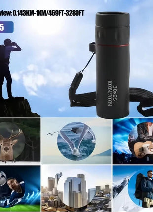2000x25 HD Monocular Telescope: Mini Portable, for Outdoor Camping, Hunting & Birdwatching - www.AmBreak.com - 