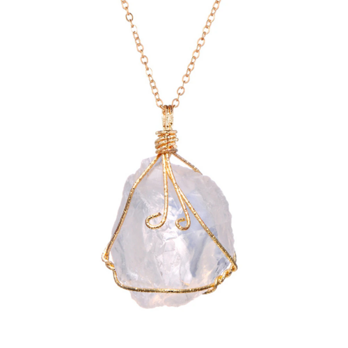 Natural Gemstone Necklace Chakra Stone Pendant Energy Healing Crystal