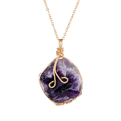 Natural Gemstone Necklace Chakra Stone Pendant Energy Healing Crystal