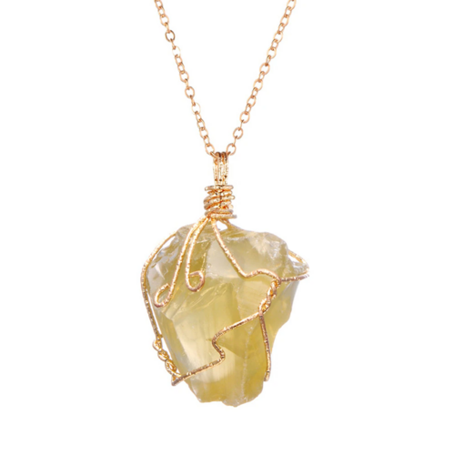 Natural Gemstone Necklace Chakra Stone Pendant Energy Healing Crystal