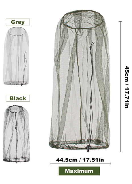 1Pc Ultra Large & Long Extra Fine Holes Mesh Soft Durable Fly Screen Premium Mosquito Insect Head Net Face Protector Camping Cap