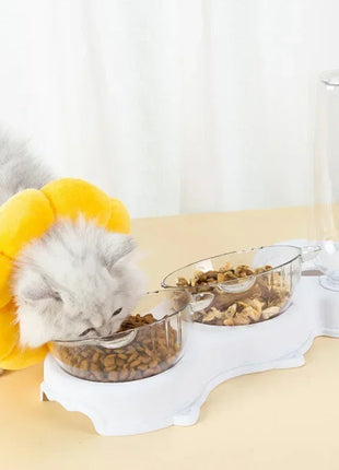 Pet Cat Food Bowl, Splash - proof Water, Three Bowl Neck Protection, Automatic Feeder, Water Storage Dispenser, Pet Dog Feeder www.AmBreak.com
