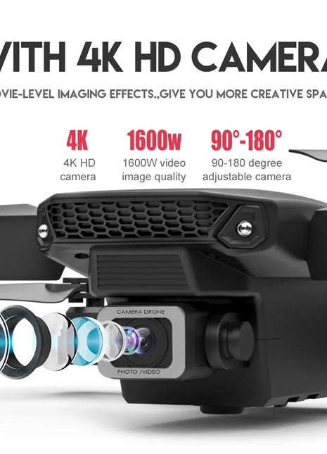 2025 E88 Pro WiFi FPV Drone - Single/Dual 4K/1080P Camera, Wide-Angle HD, Altitude Hold, Foldable Quadcopter RC Helicopter Toy