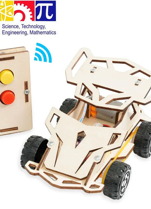 DIY Wooden Remote Control Car Wooden Four Wheel Drive Racing Assembling Science Experiment Kits KIDS STEM Educational Toy