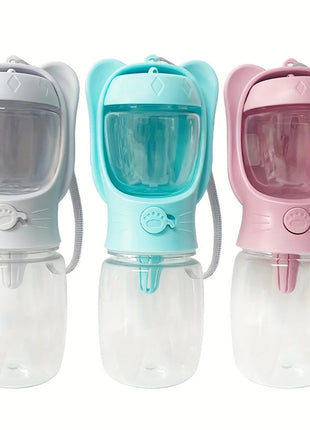 Portable Pet Water Bottle with Food Container - Ideal for Walking, Hiking & Travel. Essential for Dogs & Cats On The Go! www.AmBreak.com