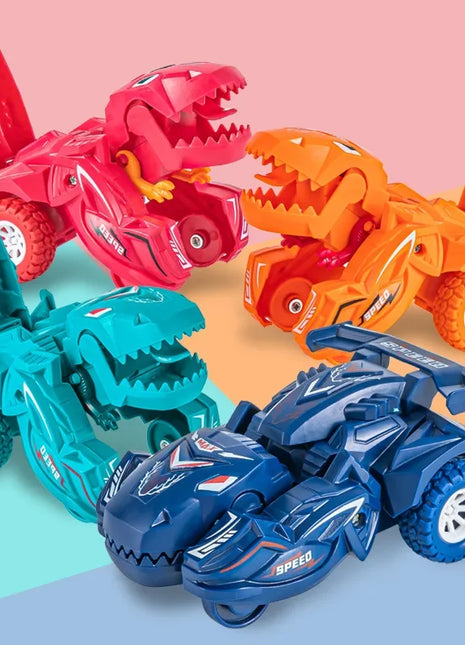 2 IN 1 Dinosaur Deformation Car Model Toy For Boys One Step Action Collision Transformation Mini Vehicles Toy Gift for Children