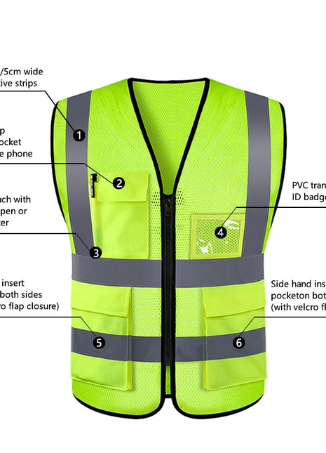 Safety High Visibility Vest Adjustable Security Vests Traffic Night Outdoor For Running Cycling Sports