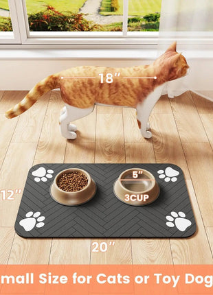 Pet Feeding Mat-Absorbent Pet Placemat for Food and Water Bowl, with Waterproof Rubber Backing, Quick Dry Water Mat for Dog Cat www.AmBreak.com