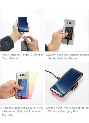 Wireless Charger Receiver Support Type C Micro USB Fast Wireless Charging Adapter For iPhone 5 6 7 Android phone Wireless Charge www.AmBreak.com