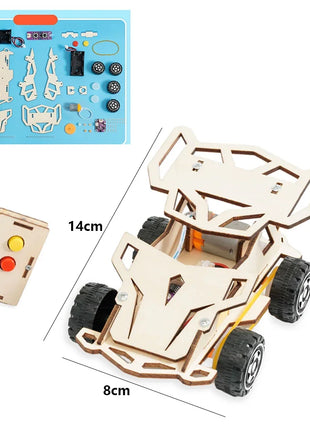 DIY Wooden Remote Control Car Wooden Four Wheel Drive Racing Assembling Science Experiment Kits KIDS STEM Educational Toy