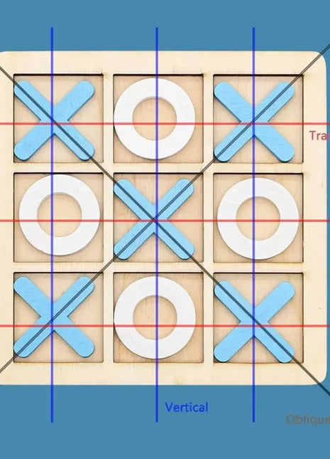Wooden Chessboard Game Tic Tac Toe 9 "x9" Children's Desktop Toy Gift Double Interactive Family Game Puzzle Thinking Training