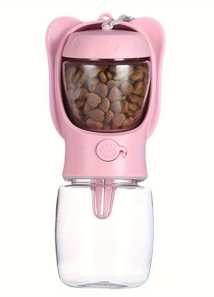 Portable Pet Water Bottle with Food Container - Ideal for Walking, Hiking & Travel. Essential for Dogs & Cats On The Go! www.AmBreak.com