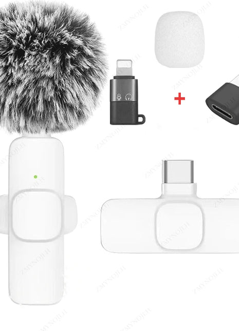 New Wireless Lavalier Microphone Portable Audio Video Recording Mini Microphone for iPhone Android PC Camera Live Gaming Phone