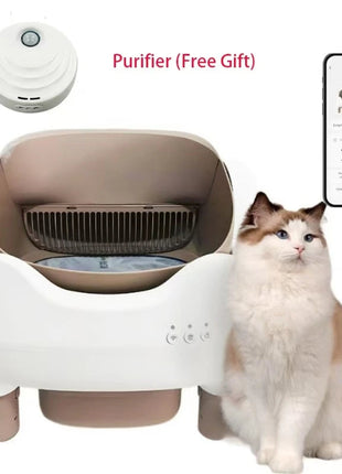 Automatic Smart APP Cat Litter Box Self Cleaning Fully Enclosed Cat Litter Box Pet Toilet Litter Tray with Free Gift Purifier www.AmBreak.com