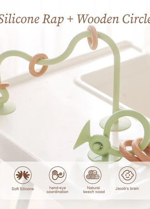 Baby Toy Silicone Educational Toys Infant Montessori Toy Teething Track Maze Wooden Roller Coaster Bead Baby Accessory Teether