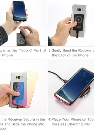 Wireless Charger Receiver Support Type C Micro USB Fast Wireless Charging Adapter For iPhone 5 6 7 Android phone Wireless Charge www.AmBreak.com