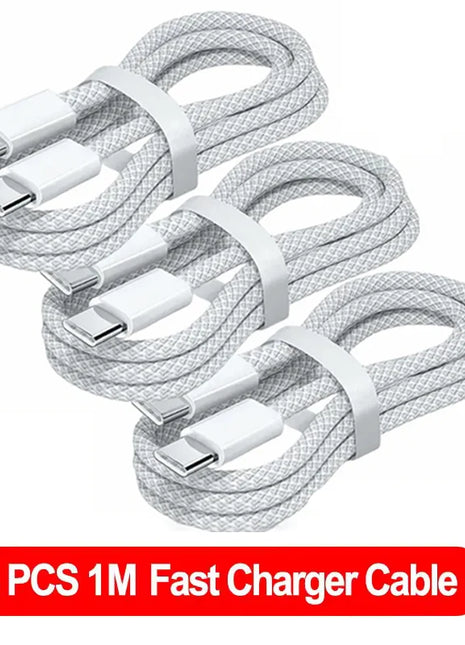 3PCS USB C Cable to USB C 100W Fast Charging Charger Cable Supports Fast Charging For iPhone 16 15 Samsung Xiaomi Huawei etc