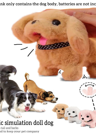 Pet Companion Battery Operated Toy Plush puppy pet electronic interactive toy  walking barking wagging tail Simulation puppy www.AmBreak.com