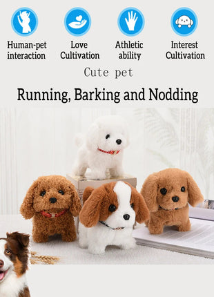 Pet Companion Battery Operated Toy Plush puppy pet electronic interactive toy  walking barking wagging tail Simulation puppy www.AmBreak.com