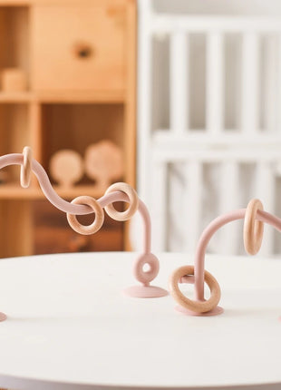 Baby Toy Silicone Educational Toys Infant Montessori Toy Teething Track Maze Wooden Roller Coaster Bead Baby Accessory Teether