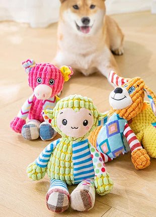 Pet Plush Toy Cat Dog Puzzle Toy Cute Animals Bite Resistant Interactive Squeaky Pet Dog Teeth Cleaning Chew Toy Pet Supplies www.AmBreak.com