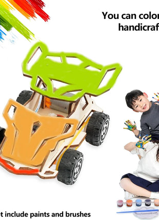DIY Wooden Remote Control Car Wooden Four Wheel Drive Racing Assembling Science Experiment Kits KIDS STEM Educational Toy