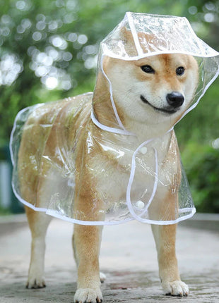 Pet Dog Puppy Transparent Rainwear Raincoat Pet Hooded Waterproof Jacket Clothes Soft PVC Small Dogs Raincoat Puppy Rain Poncho www.AmBreak.com