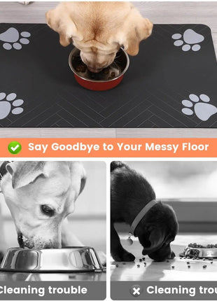 Pet Feeding Mat-Absorbent Pet Placemat for Food and Water Bowl, with Waterproof Rubber Backing, Quick Dry Water Mat for Dog Cat www.AmBreak.com