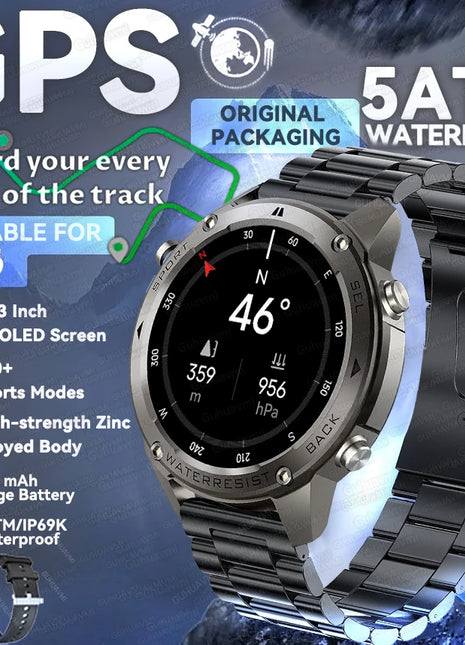 2026 New GPS smart watches Bluetooth Call Heart Rate Compass 5ATM Waterproof Sports smartwatch for men free gifts for new users