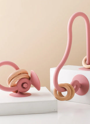 Baby Toy Silicone Educational Toys Infant Montessori Toy Teething Track Maze Wooden Roller Coaster Bead Baby Accessory Teether