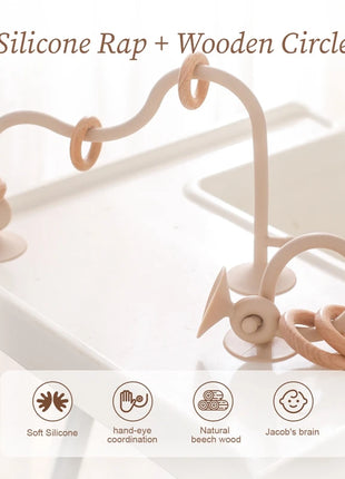 Baby Toy Silicone Educational Toys Infant Montessori Toy Teething Track Maze Wooden Roller Coaster Bead Baby Accessory Teether