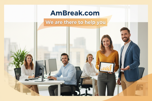 AmBreak.com Company profile image and text will be "We are there to help you"