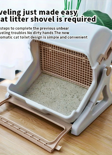 Automatic Cat Litter Box No Electric Needed | Self - Cleaning Non - Electric Litter Tray with No Scooping | Durable ABS Plastic - www.AmBreak.com - 