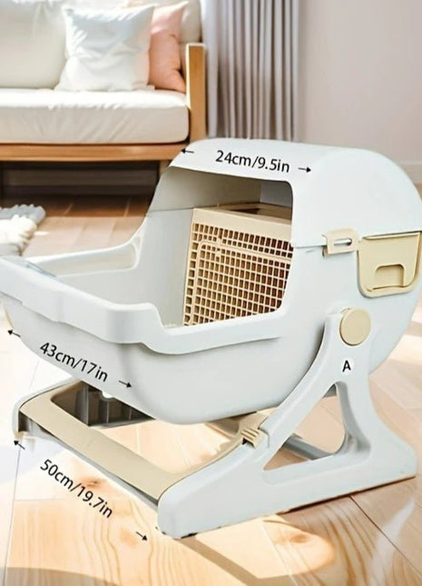 Automatic Cat Litter Box No Electric Needed | Self - Cleaning Non - Electric Litter Tray with No Scooping | Durable ABS Plastic - www.AmBreak.com - 