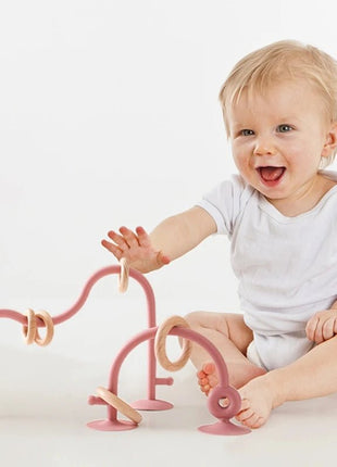 Baby Toy Silicone Educational Toys Infant Montessori Toy Teething Track Maze Wooden Roller Coaster Bead Baby Accessory Teether - www.AmBreak.com - 
