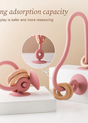 Baby Toy Silicone Educational Toys Infant Montessori Toy Teething Track Maze Wooden Roller Coaster Bead Baby Accessory Teether - www.AmBreak.com - 