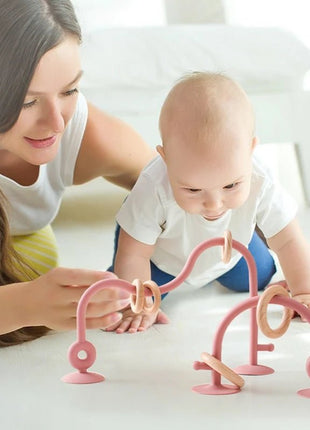 Baby Toy Silicone Educational Toys Infant Montessori Toy Teething Track Maze Wooden Roller Coaster Bead Baby Accessory Teether - www.AmBreak.com - 
