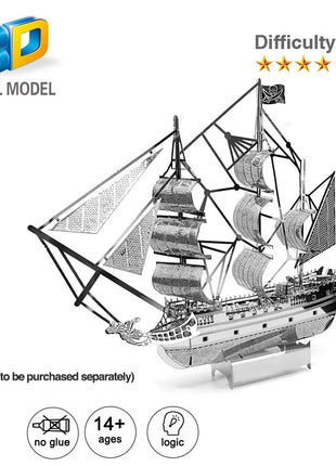 Black Pearl Pirate Ship 3D Metal Puzzle Model Kits DIY Laser Cut Puzzles Jigsaw Toy For Children - www.AmBreak.com - 