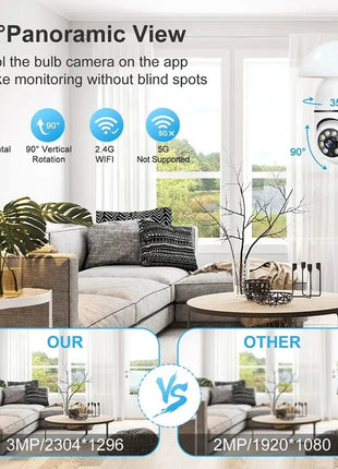 Bulb E27 Surveillance Camera Full Color Night Vision Automatic Human Tracking Zoom Indoor Security Monitor Wifi Miini IP Camera - www.AmBreak.com - 